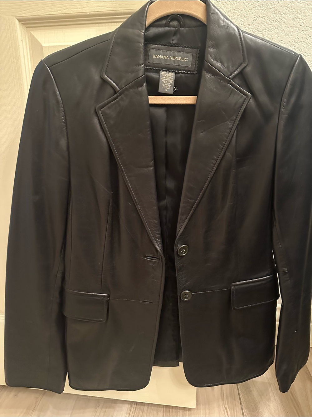 Banana Republic Women's Black Leather Blazer Jacket